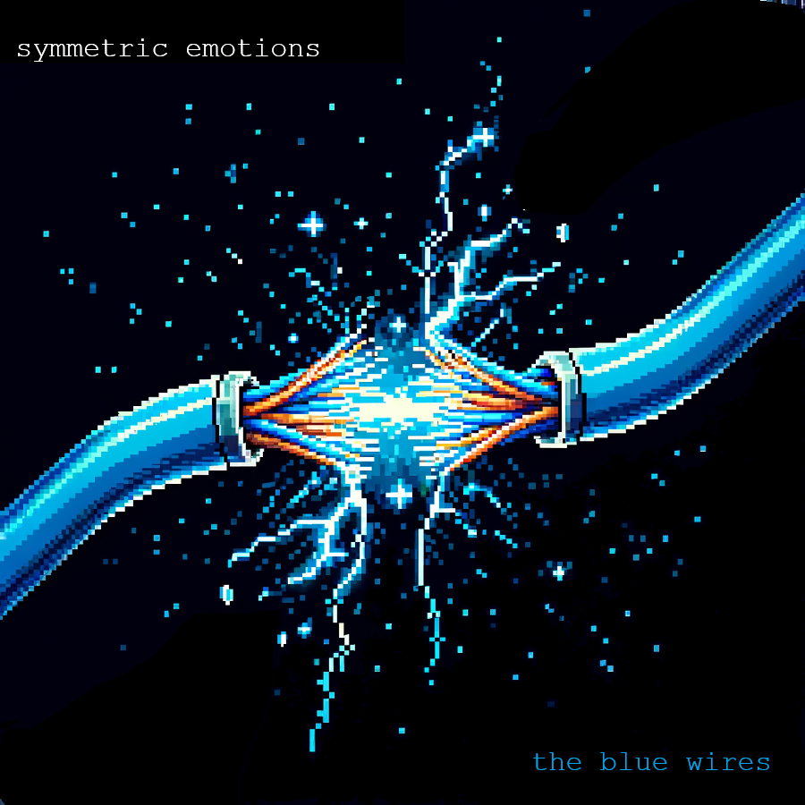 album cover showing two blue wires with sparks between them